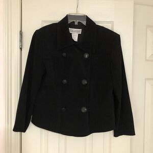 Vtg  Jessica Howard  Velvet Double Breasted Blazer Size S Black Dark Acad…